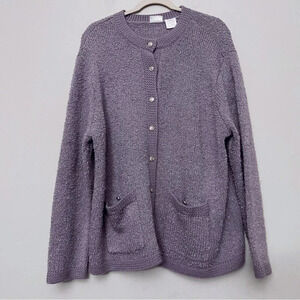 80s-90s Vintage Blair boutique lavender cardigan sweater academia school teacher